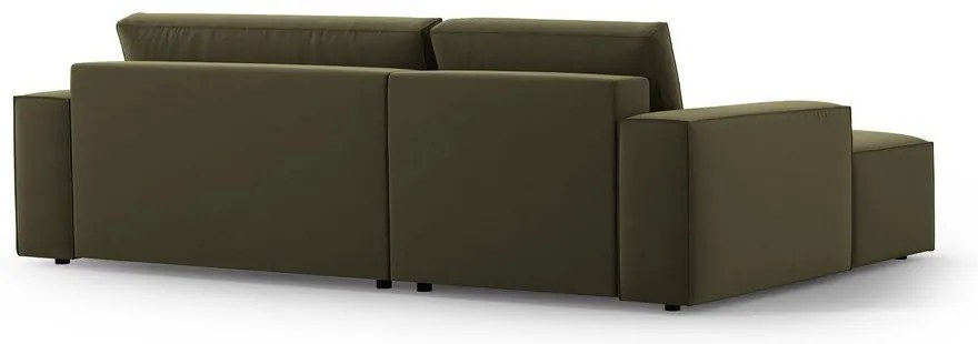 Divano angolare verde allungabile/con contenitore (con penisola a sinistra/con chaise lounge) con rivestimento in velluto Jodie – Micadoni