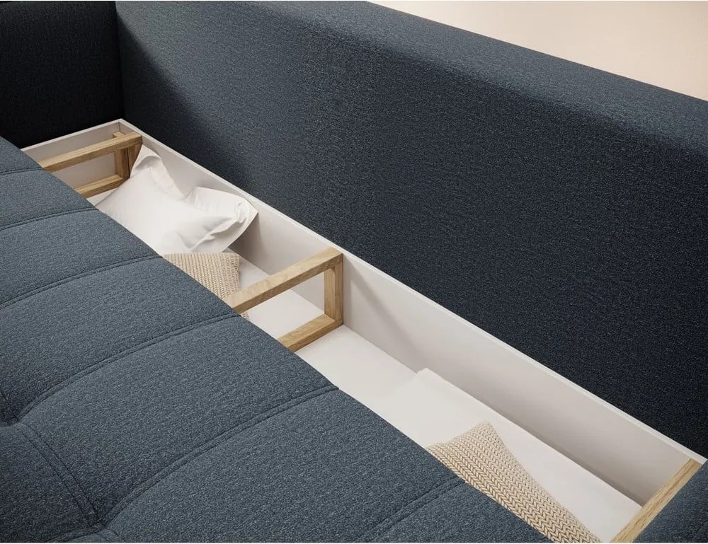 Divano blu allungabile/con contenitore e rivestimento in ciniglia 242 cm Weltton – ELTAP