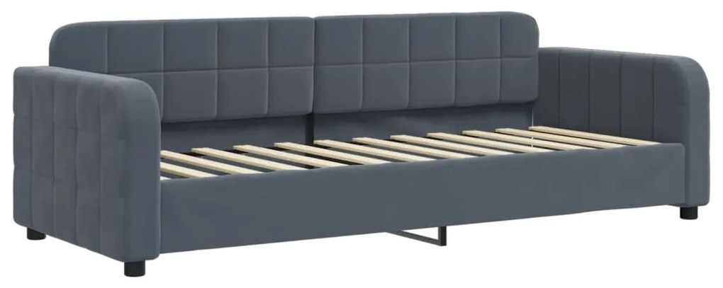 Divano letto con materasso grigio scuro 80x200 cm in velluto