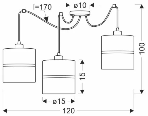 Lampadario a sospensione con filo ASSAM 3xE27/60W/230V nero