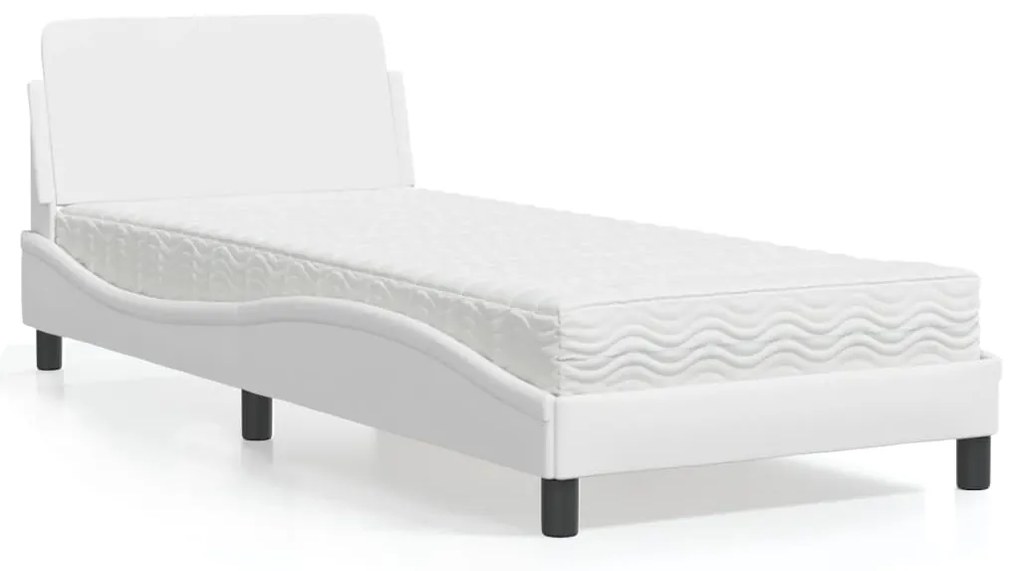 Letto con materasso bianco 90x200 cm in similpelle