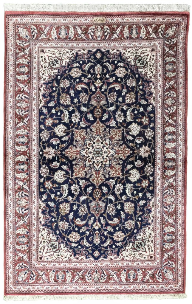 Ghom Tappeto 80 x 120 Blu (Iran) Annodato A Mano