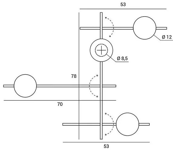 Mikado parete/soffitto 4 luci vetro cosmo