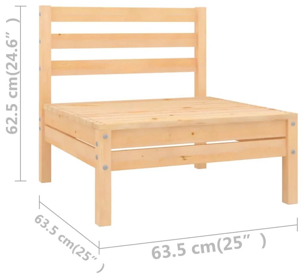 Set salotto da giardino 11 pz in legno massello di pino