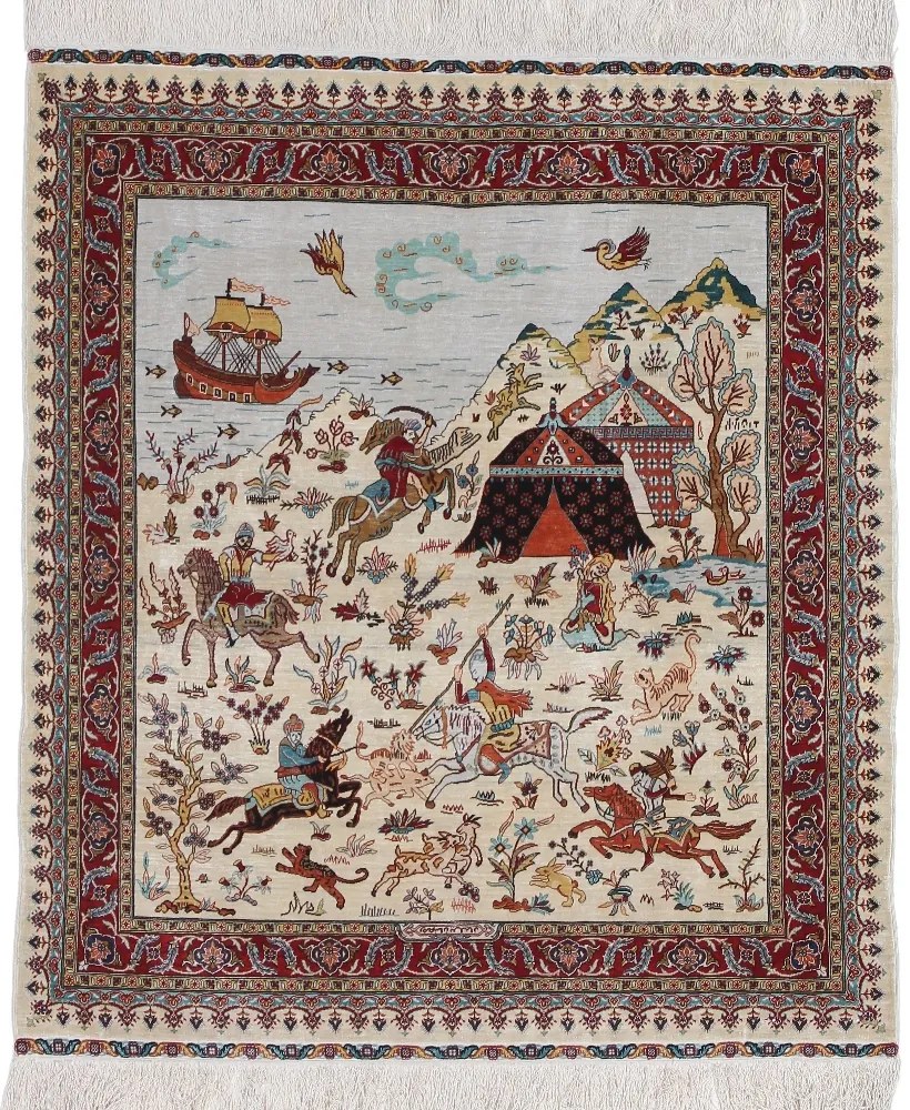 Hereke Tappeto 90x80 (Tacchino) Annodato A Mano