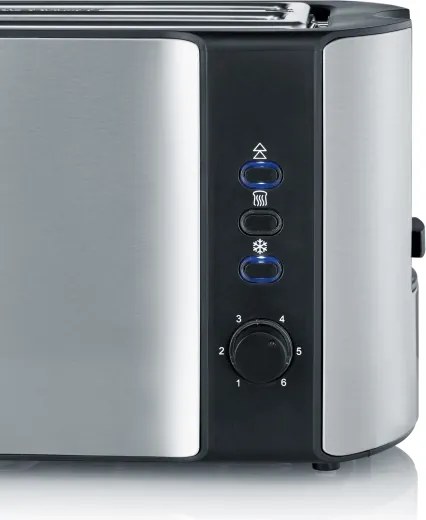 Severin AT 2590 - Tostapane a 4 fette, 1400 W/230 V, acciaio inox/nero