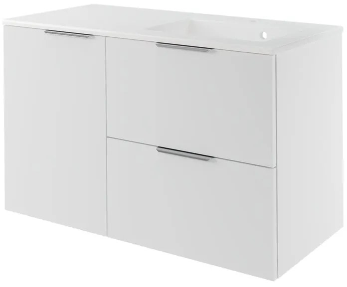 Mobile da bagno sotto lavabo SENSEA Neo bianco laccato L 105 x H 64 x P 48 cm 2 cassetti 1 anta, lavabo non incluso