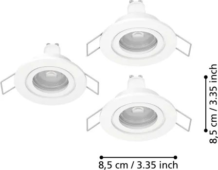 Eglo 902248 - SET 3x LED faretto da incasso per bagno BARRANCO 1xGU10/4,5W/230V IP44 bianco