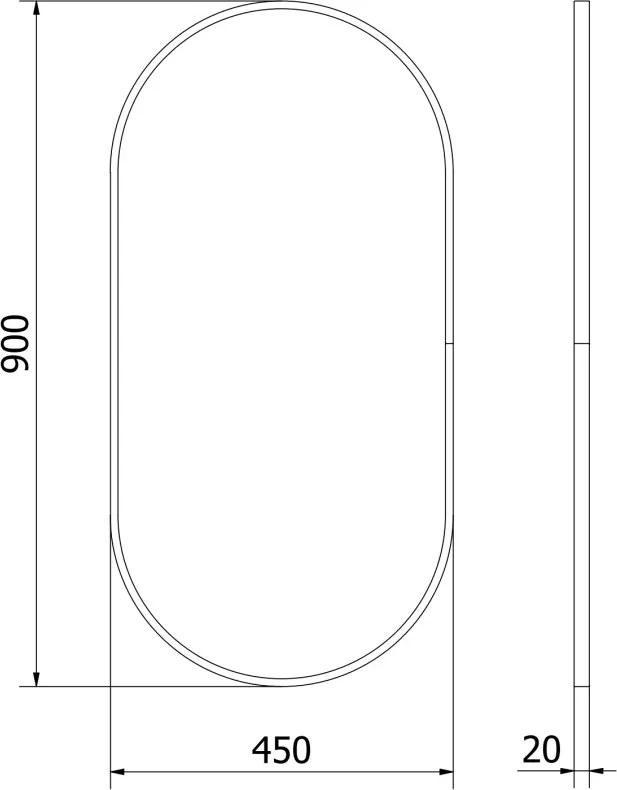 Mexen Loft specchio da bagno ovale 90 x 45 cm, cornice nera - 9851-090-045-000-70