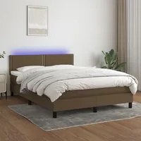 Letto a Molle Materasso e LED Marrone Scuro 140x200 cm Tessuto 3133080