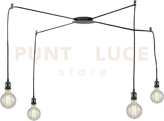 Lampadario a sospensione groove nera 4 luci attacco e27 250cm cavi ...