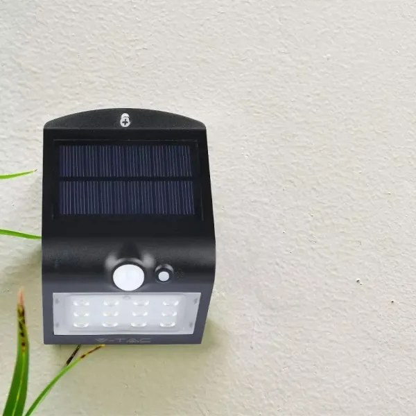 Applique a LED solare con sensore LED/1.5W/3,7V IP65 nero