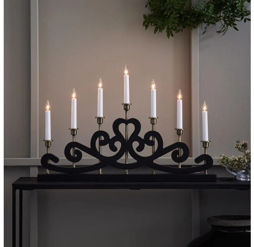 Markslöjd 705966 - Candelabro natalizio NIGHTFALL 7xE10/3W/230V nero/ottone