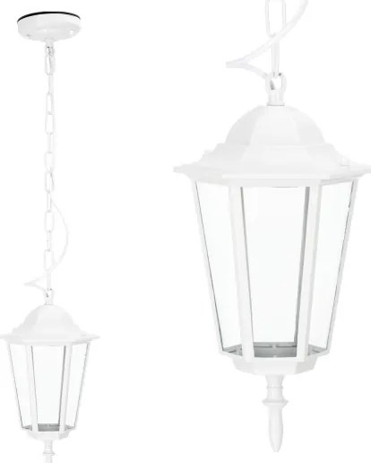 Lampadario da esterno a sospensione con catena 1xE27/60W/230V IP44 bianco