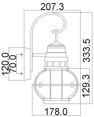 Kichler KL-BRIDGEPOINT-S-NBR - Lampada da esterno BRIDGEPOINT 1xE27/60W/230V IP44