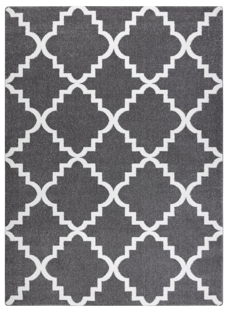 Tappeto SKETCH - F343 grigio/bianco marocco trifoglio trellis