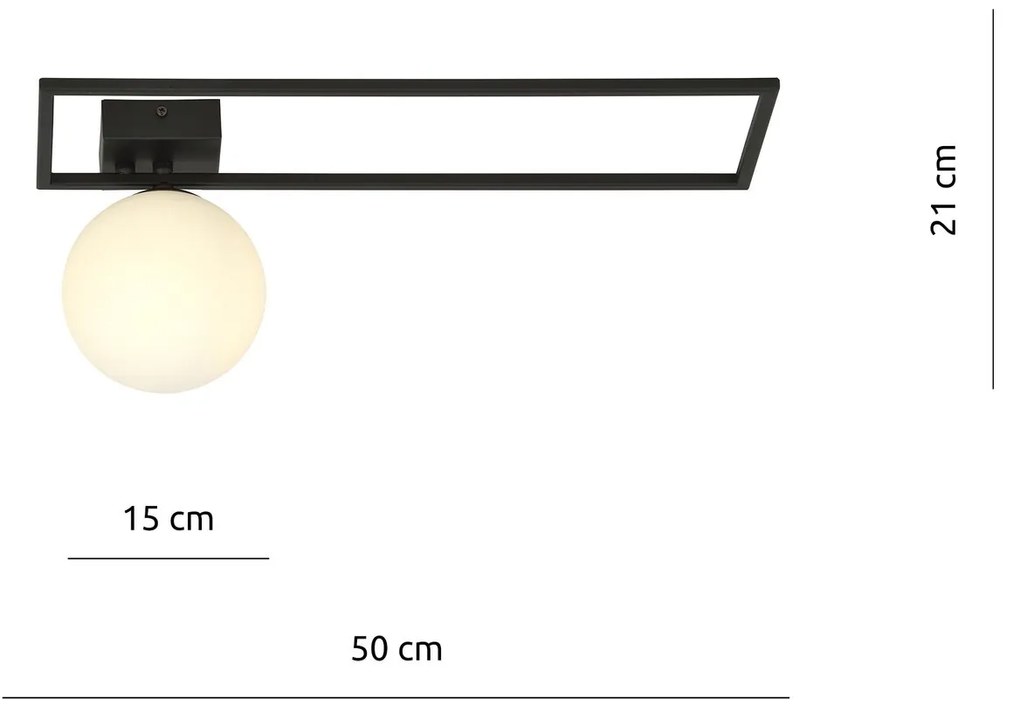 Plafoniera Moderna 1 Luce Imago 1130/1B In Acciaio Nero Vetro Opale