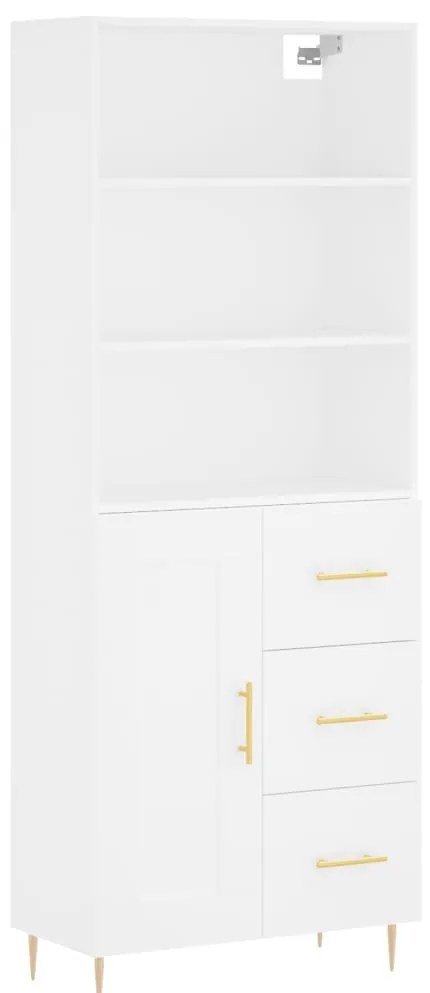 Credenza bianca 69,5x34x180 cm in legno multistrato