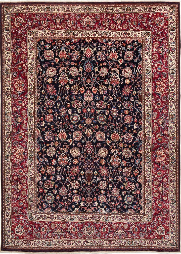 Mashad Tappeto 270x200 Blu (Iran) Annodato A Mano
