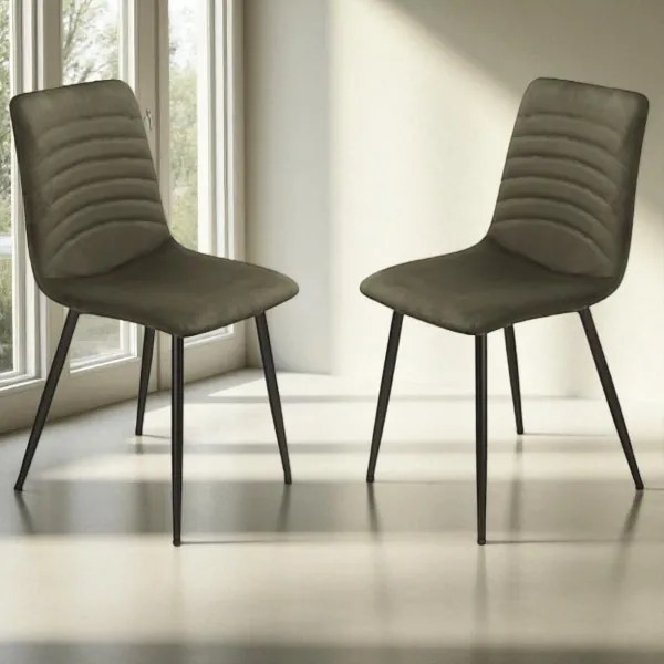 Sedia imbottita in tessuto cannettato Verde CANNETO 2 sedie