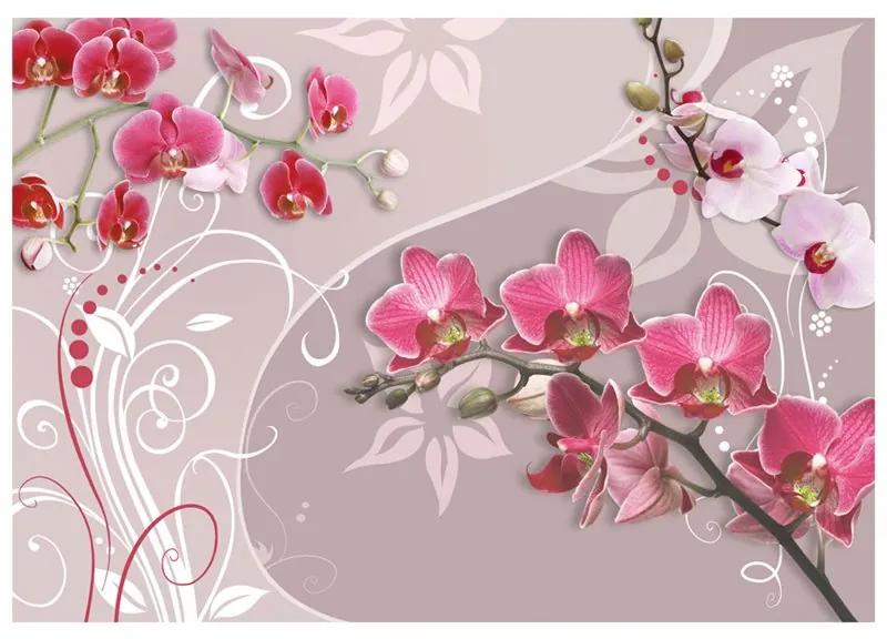 Fotomurale Volo di orchidee rosa