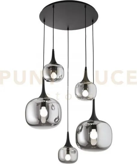Lampadario a sospensione jaipur fume' e nera 2 luci attacco e27+3 l...