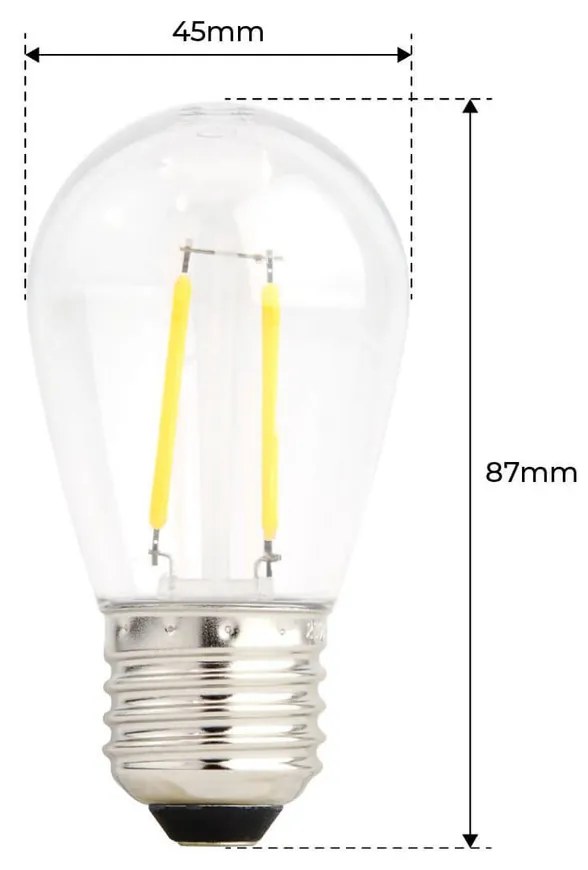 Lampada LED E27 IP65 da 2W a Filamento S14 - INFRANGIBILE per Catenarie Colore Bianco Naturale 4.000K
