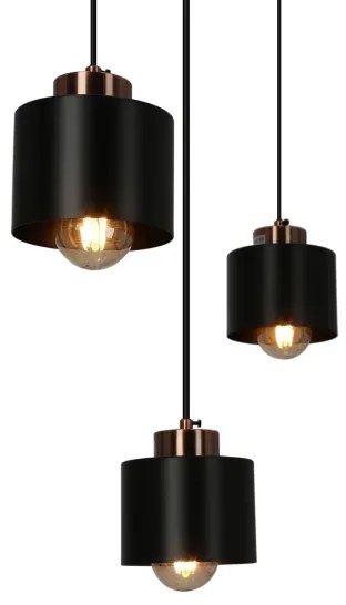 Lampadario a sospensione con filo OLENA 3xE27/60W/230V nero