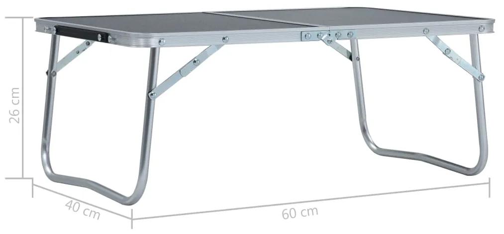 Tavolo Pieghevole da Campeggio Grigio in Alluminio 60x40cm