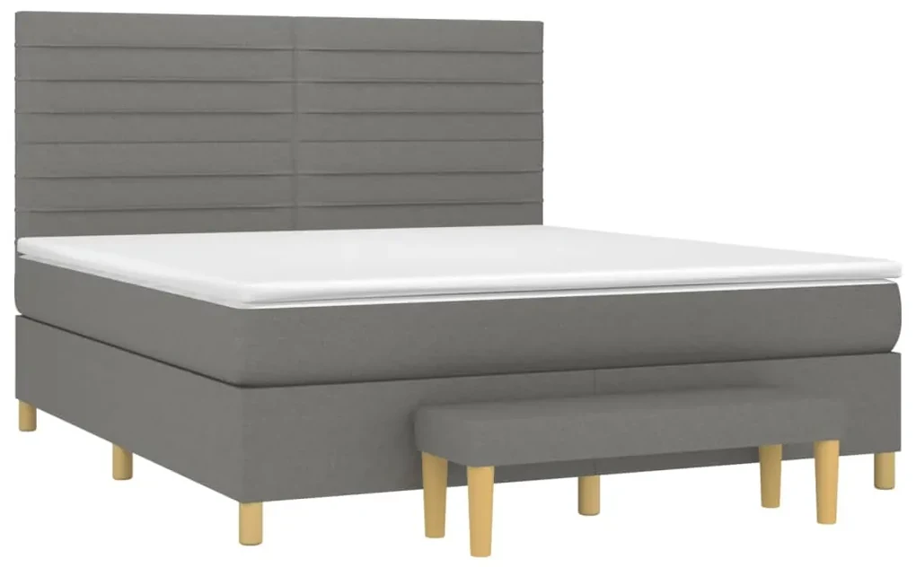 Giroletto a molle con materasso grigio scuro 160x200 cm tessuto