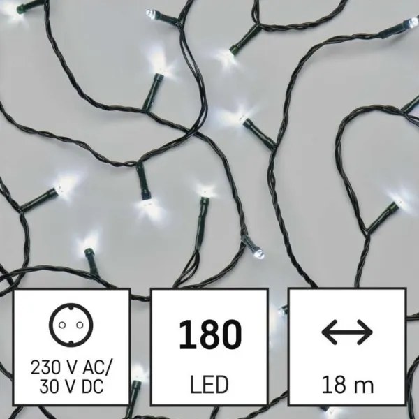 Catena luminosa LED da esterno 180 LED/8 modalità 23 m IP44 bianco freddo