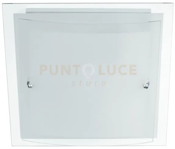 Plafoniera dritta e curva bianca 2 luci attacco e27 30x11x30cm