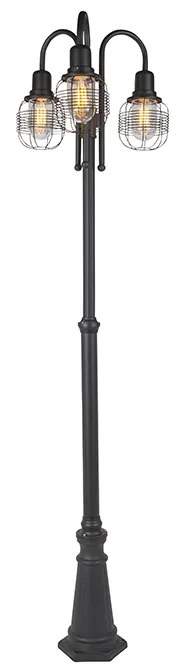 Lampada da esterno rustica nera 3 luci IP44 - Guardado