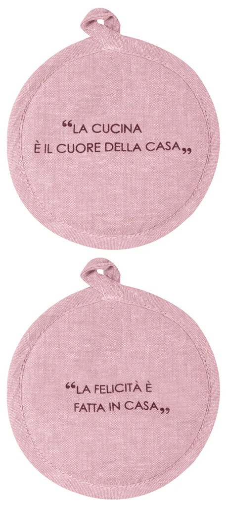 Set 2 presine 17 cm malva con scritta
