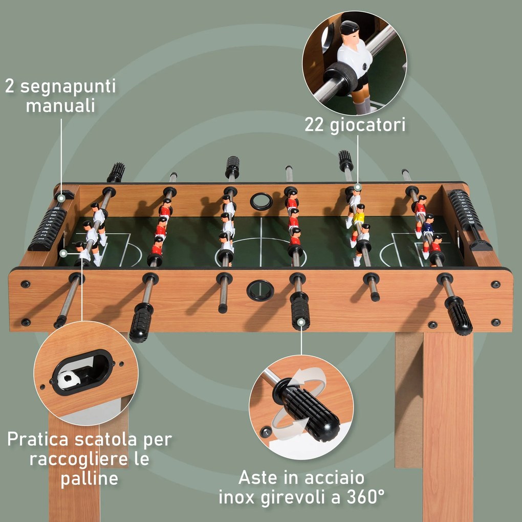 Calcio Balilla Professionale in Legno MDF 87x43x78 cm...