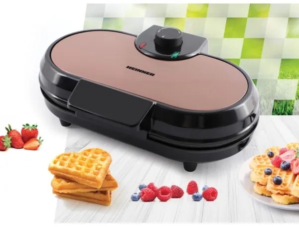 Heinner HWF-1000CR - Piastra per waffle 1000W/230V nera/rosa oro