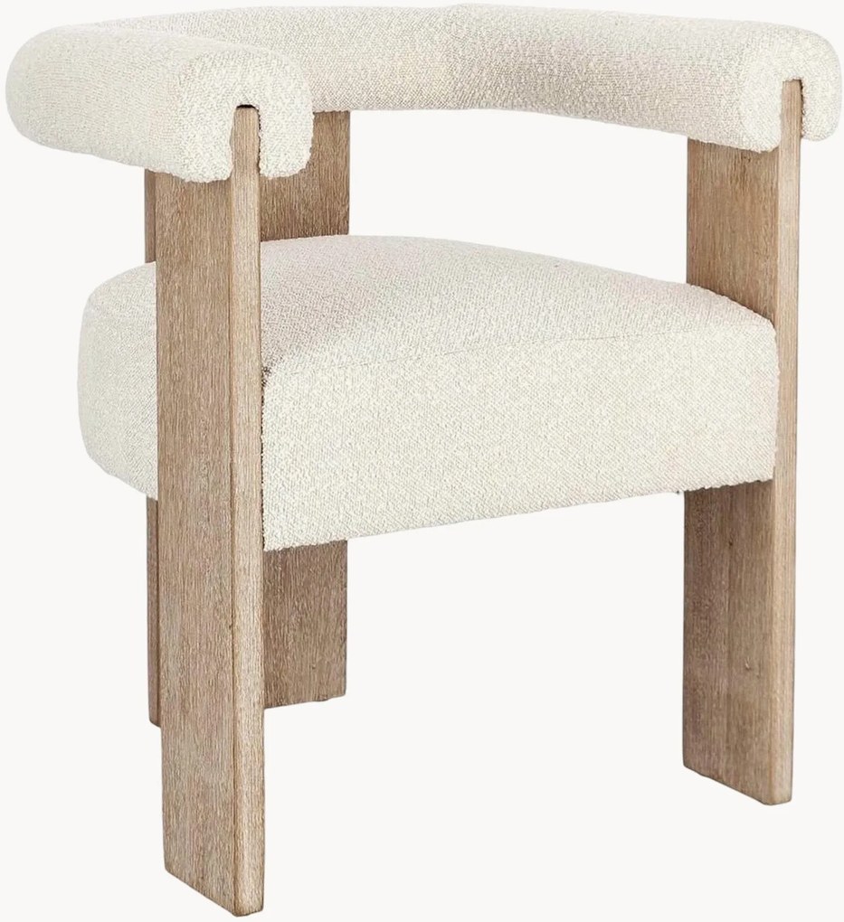 Sedia da pranzo in bouclé e legno di gomma con braccioli Agape