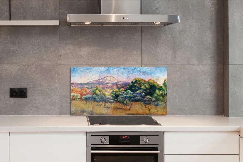 Pannello paraschizzi cucina Monte Saint Victoria di Pierre Auguste Renoir 100x50 cm