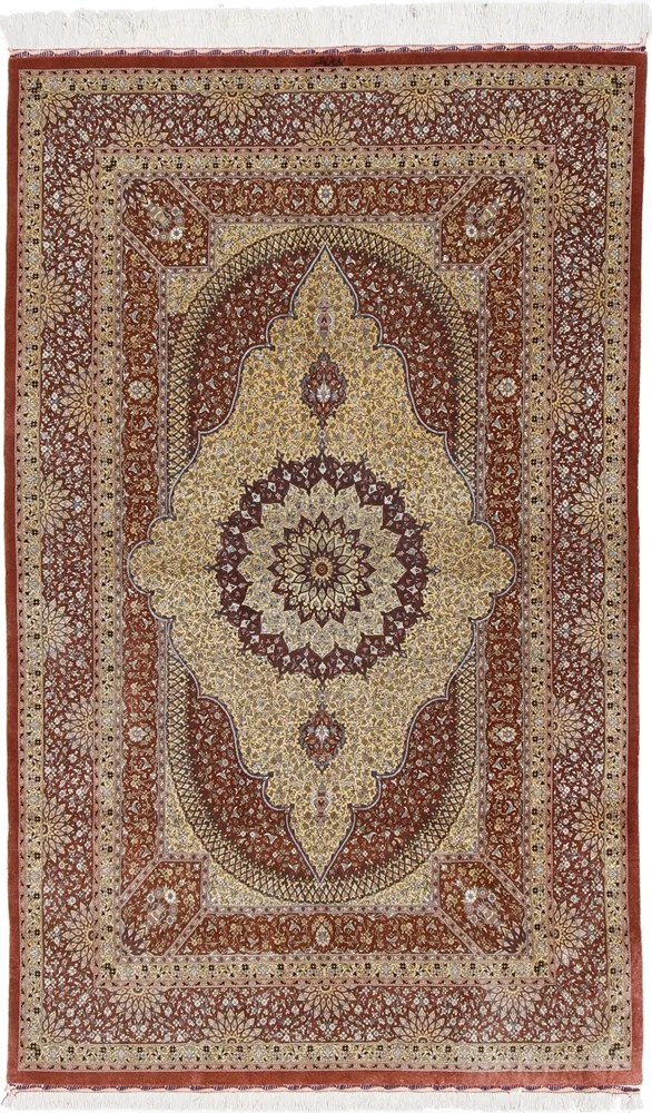 Ghom Tappeto 200 x 130 Rosso (Iran) Annodato A Mano
