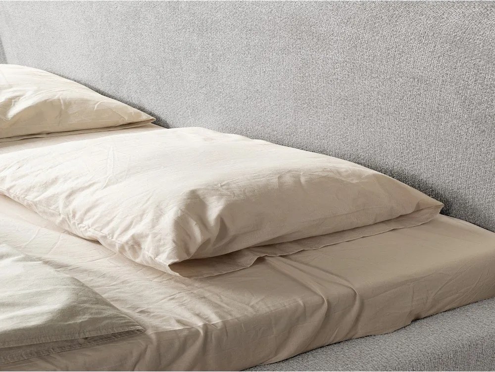 Letto matrimoniale imbottito grigio chiaro con rete inclusa 180x200 cm Makana – Makamii
