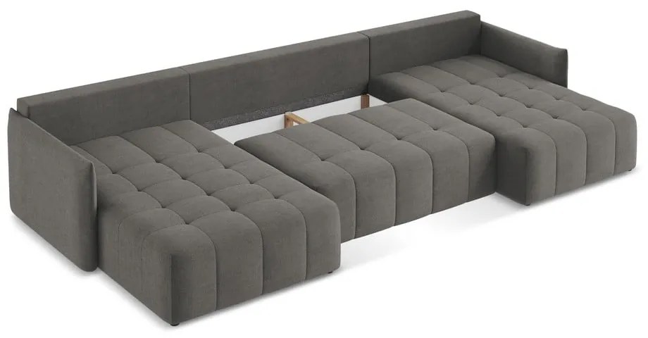 Divano angolare grigio scuro allungabile/con contenitore (a U) Moku – Makamii