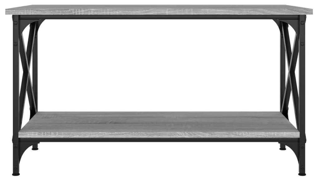 Tavolino grigio sonoma 80x45x45cm in legno multistrato e ferro