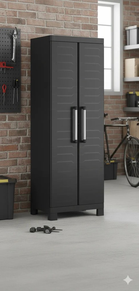 Armadio in Resina 4 Ripiani 65x45x182 cm Keter Detroit Portascope Nero...