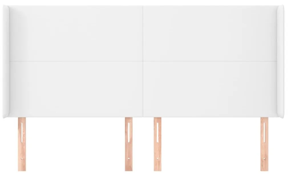 Testiera ad orecchio bianco 183x16x118/128 cm in similpelle