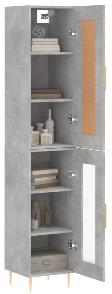 Credenza grigio cemento 34,5x34x180 cm in legno multistrato