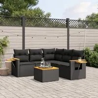 Set Divano da Giardino 6 pz con Cuscini Nero in Polyrattancod mxl 114185