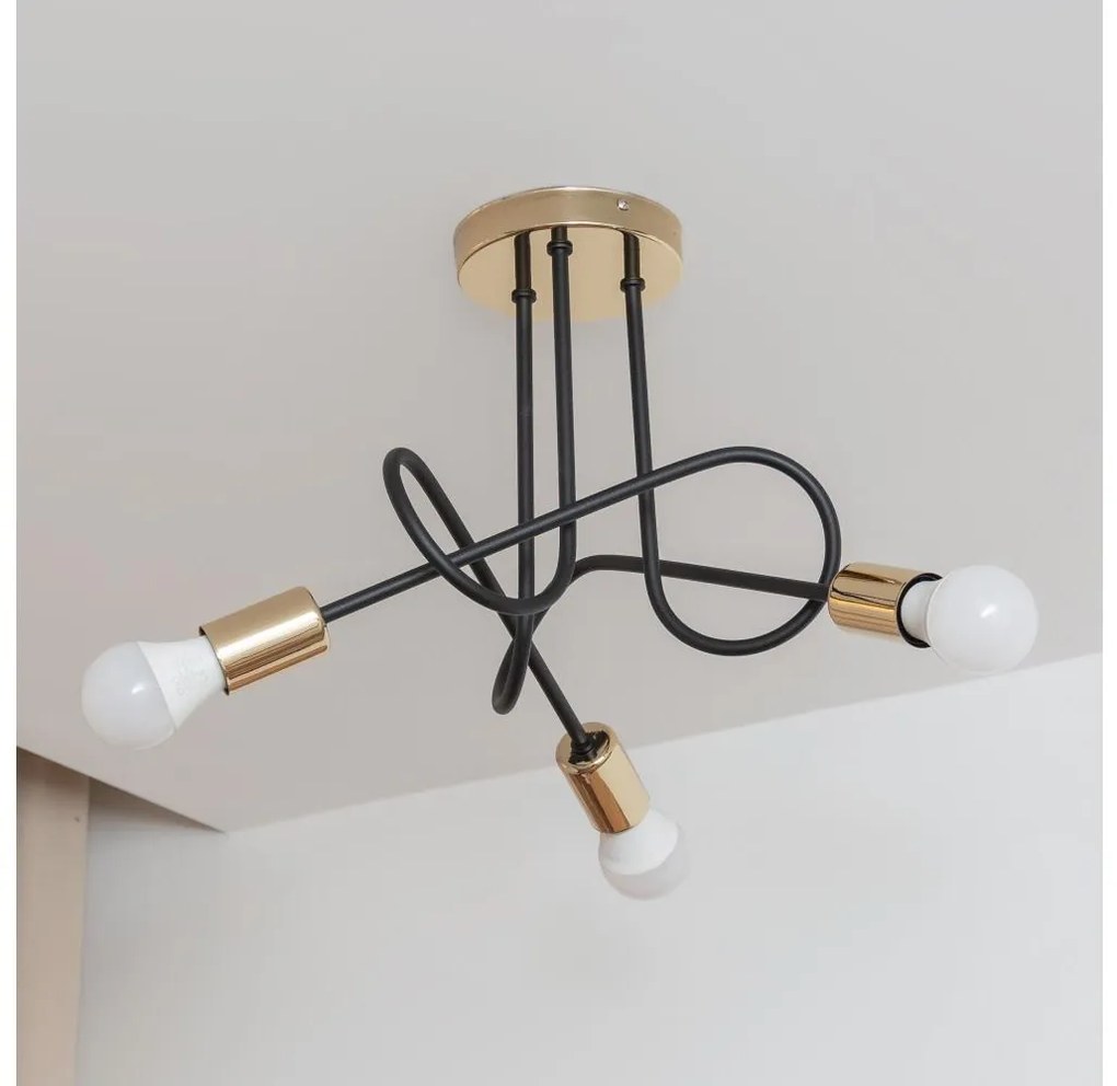 Plafoniera OXFORD 3xE27/15W/230V oro/nero