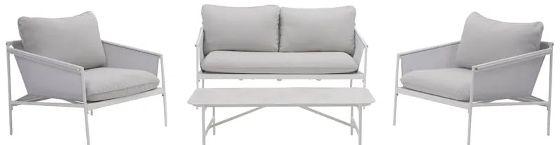 Salotto da giardino Sigma NATERIAL bianco con cuscini in poliestere grigio per 4 persone