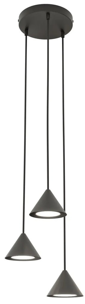 Lampadario a Sospensione in Acciaio ELIT 3 PREMIUM Nero e Oro 3xGX53