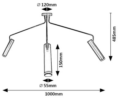 Rabalux 73039 - Lampadario a plafone SENOBIA 3xGU10/35W/230V